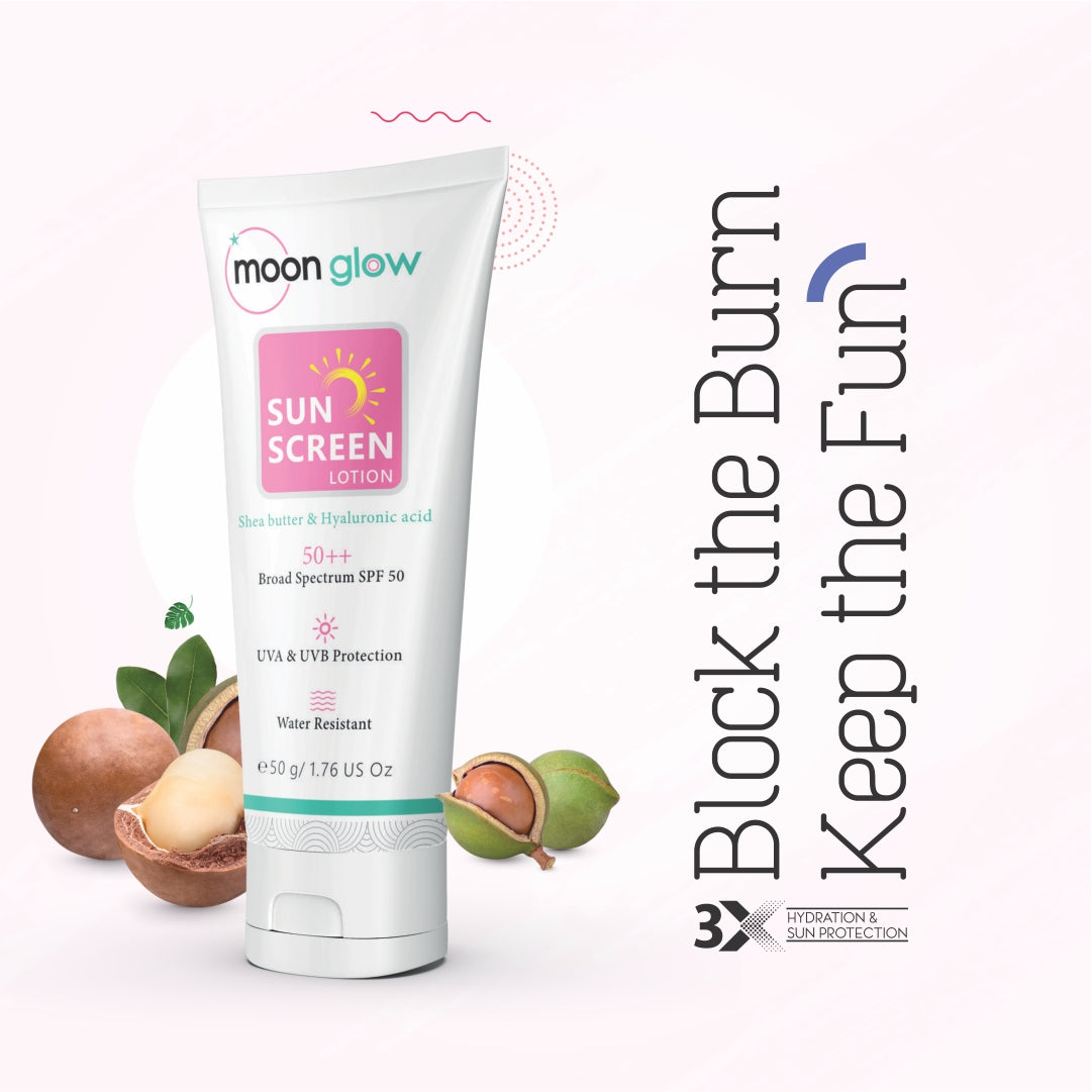 Moon Glow Shea Butter & Hyaluronic Acid SPF 50 PA+++ Sunscreen Lotion