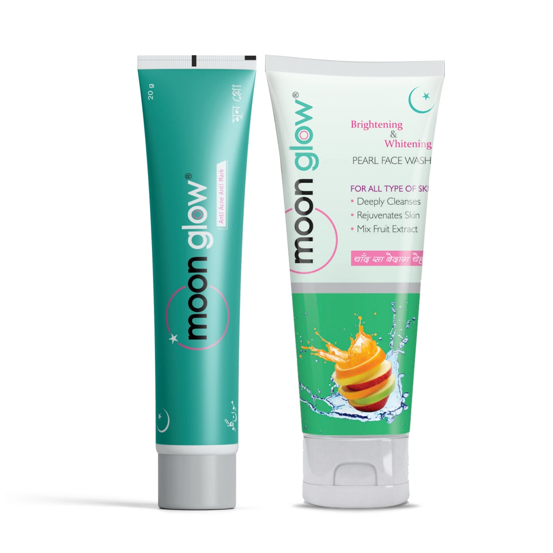 Moon Glow Cream & Pearl Face Wash for Acne, Pimples, Black Spots, Dark Circles, Stretch Marks, Anti-Aging and Fairness (1 Cream + 1 Pearl Face Wash)