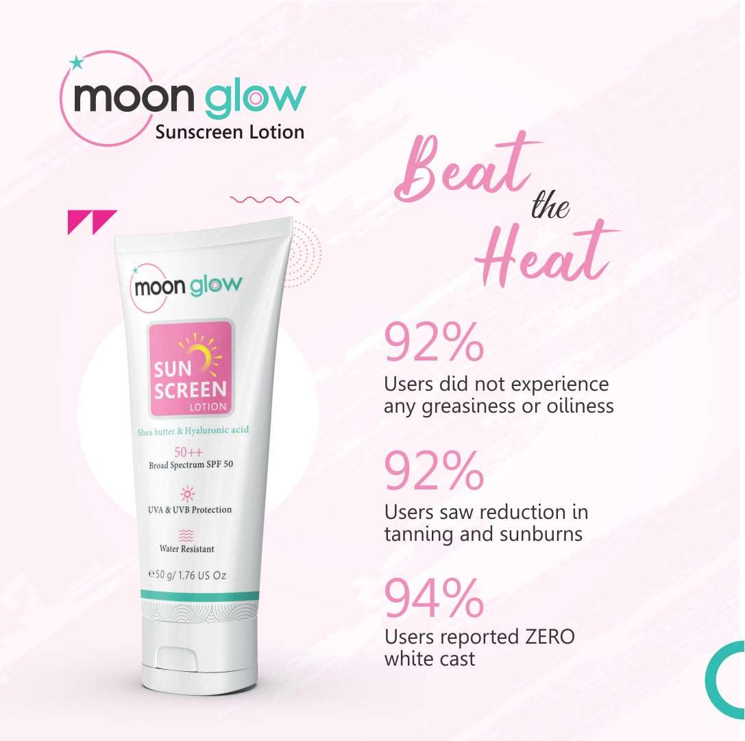 Moon Glow Shea Butter & Hyaluronic Acid SPF 50 PA+++ Sunscreen Lotion