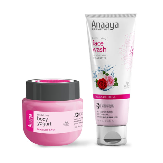 Anaaya Body Yogurt with Face Wash Combo | Revitalizing Majestic Rose | Deep Cleansing, Moisturizing, Nourishing, and Non-Sticky | Daily Use for All Skin Types